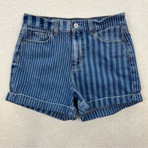 American Eagle Striped Denim Mom Shorts Size 0